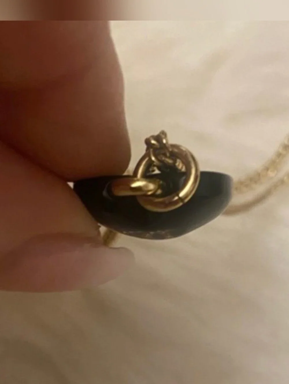 CHANEL Black Heart Pendant Necklace